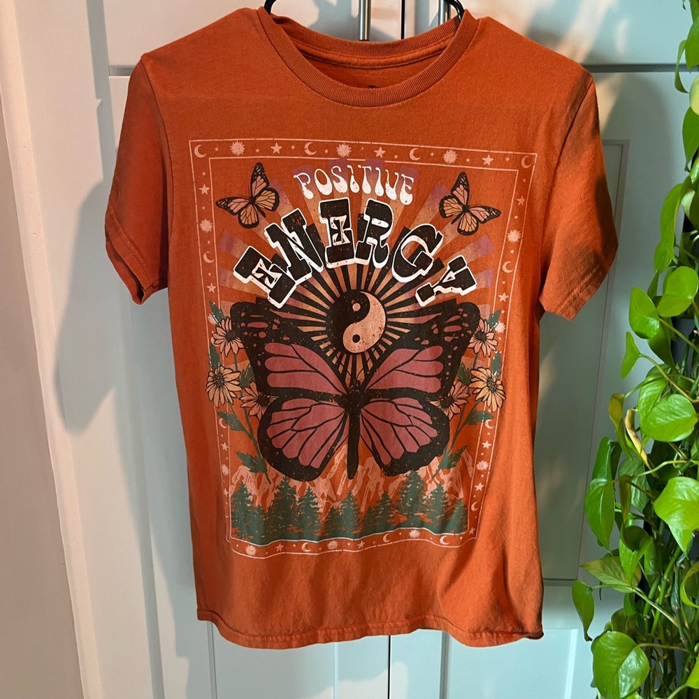 Positive Energy Burnt Orange Boho Graphic Tee Small